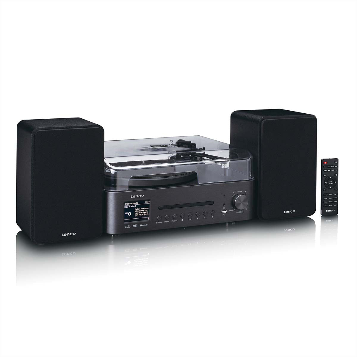 Lenco MC-760BK – Micro HiFi-Anlage, Internetradio, DAB+/UKW, CD, Bluetooth, WLAN, 60 W – Schwarz