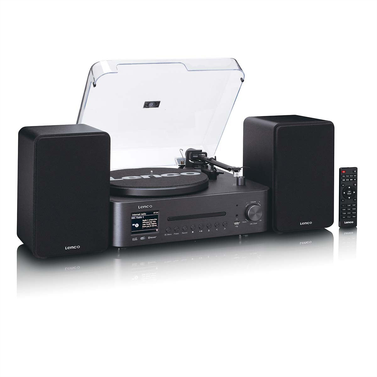 Lenco MC-760BK – Micro HiFi-Anlage, Internetradio, DAB+/UKW, CD, Bluetooth, WLAN, 60 W – Schwarz