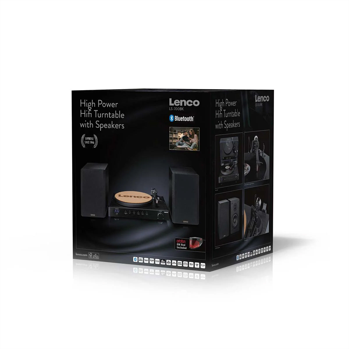 Lenco LS-700 – Plattenspieler (Riemenantrieb, manuell), Bluetooth, 33⅓/45 U/min – Schwarz