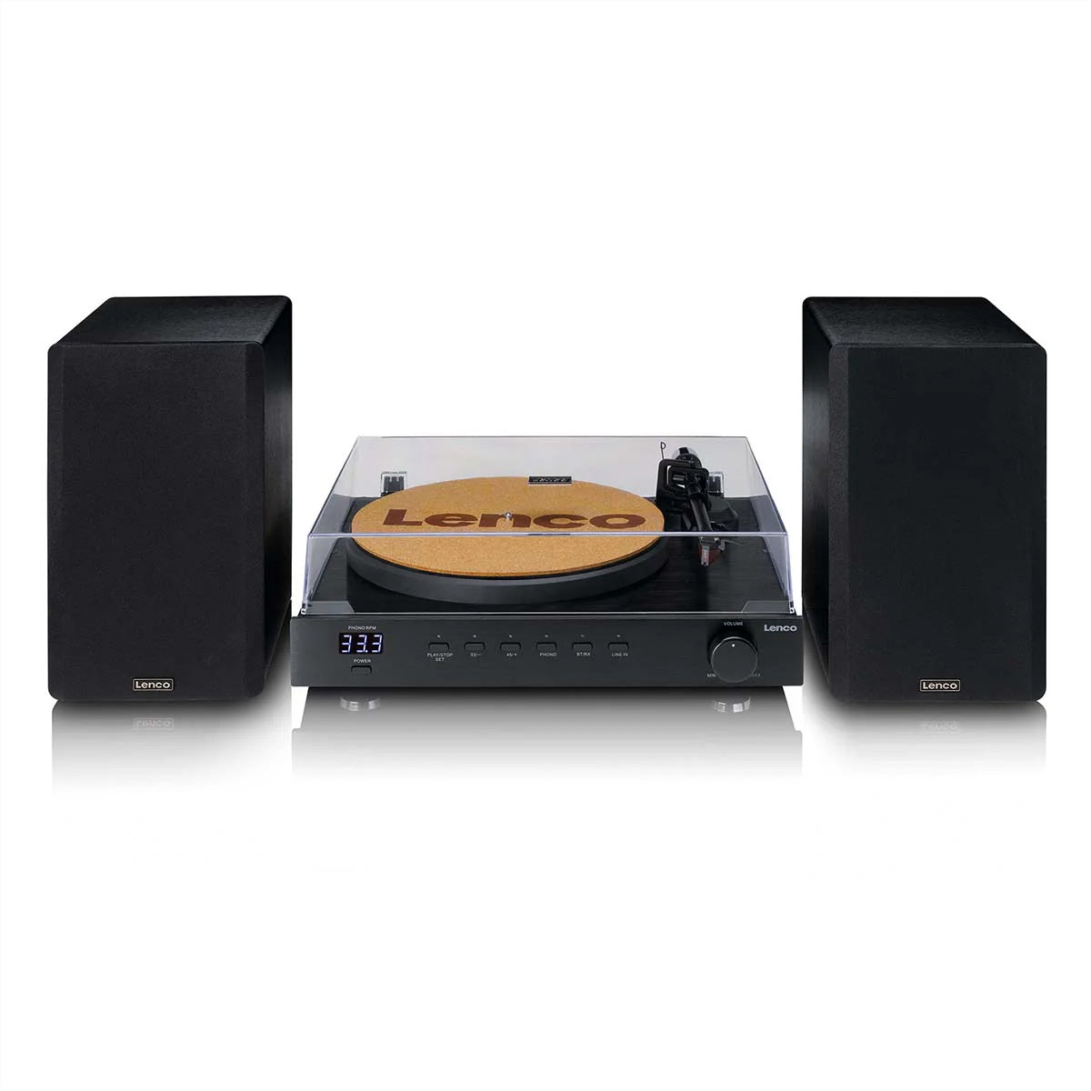 Lenco LS-700 – Plattenspieler (Riemenantrieb, manuell), Bluetooth, 33⅓/45 U/min – Schwarz