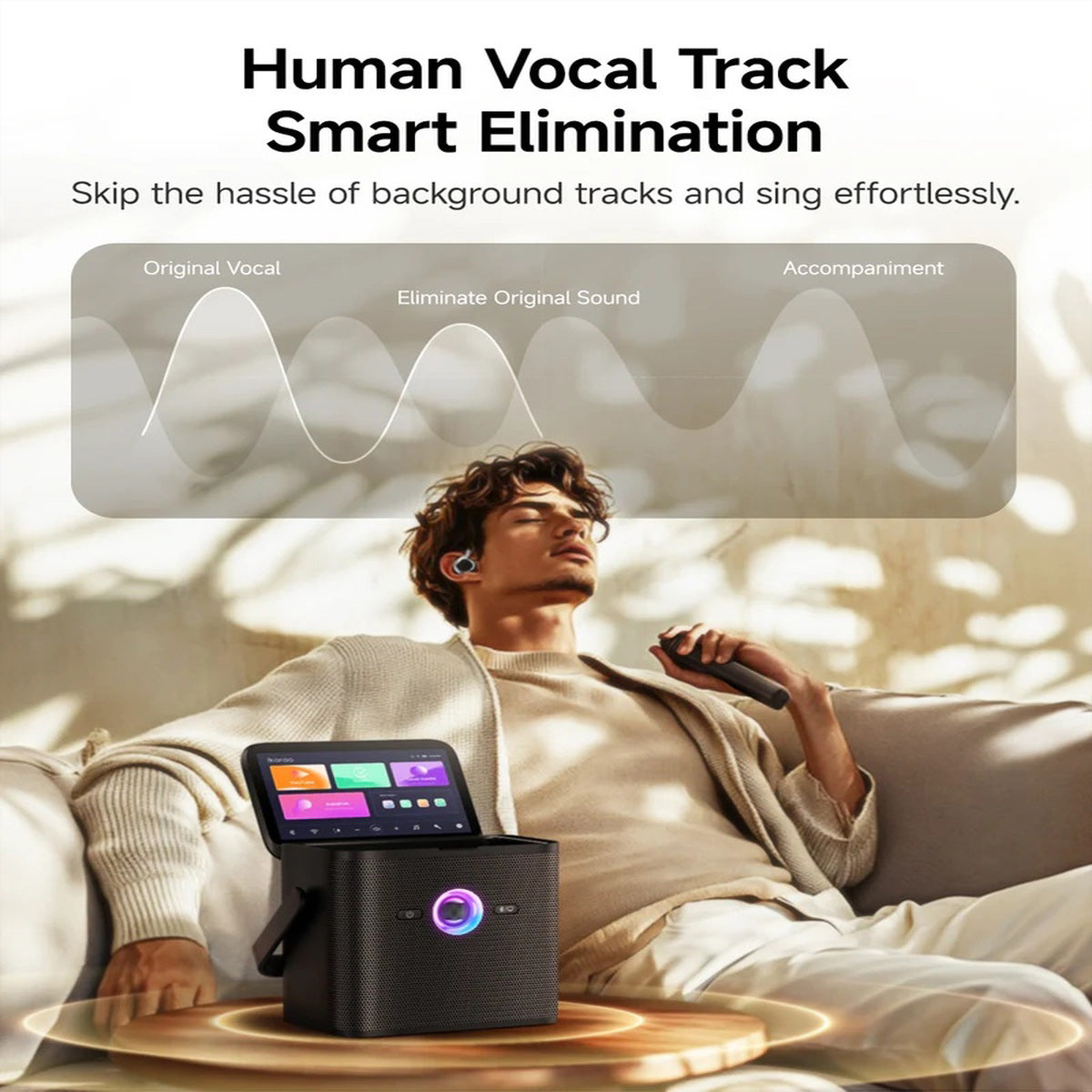 Ikarao Shell S3 – 7" Touchscreen Karaoke-Maschine, 2 kabellose Mikrofone, 80 W, 7 h Akku – Schwarz