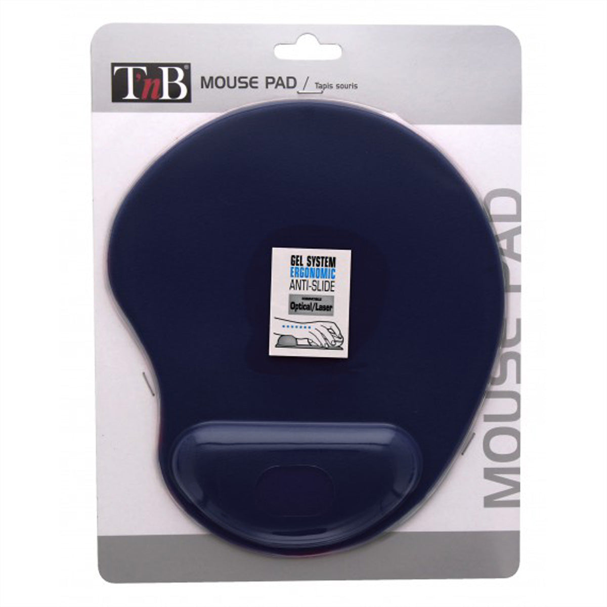 T'nB Mauspad mit Handgelenkauflage – Gel – Blau – 205 × 235 mm – rutschfest