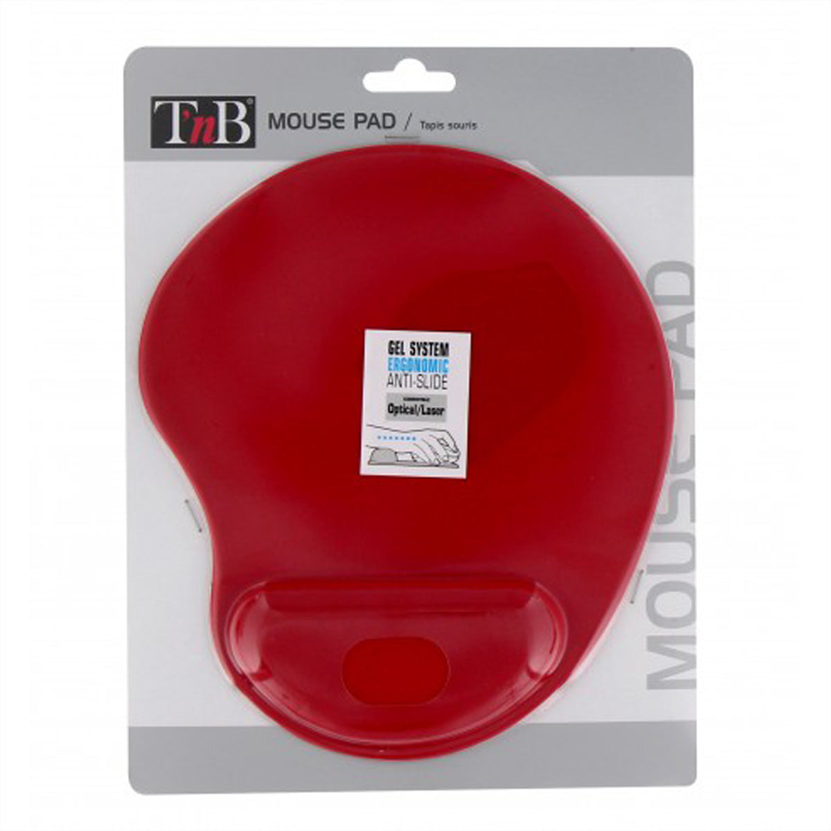 T'nB Mauspad mit Handgelenkauflage – Polyurethan (PU) – Rot – 235 × 205 mm – rutschfest