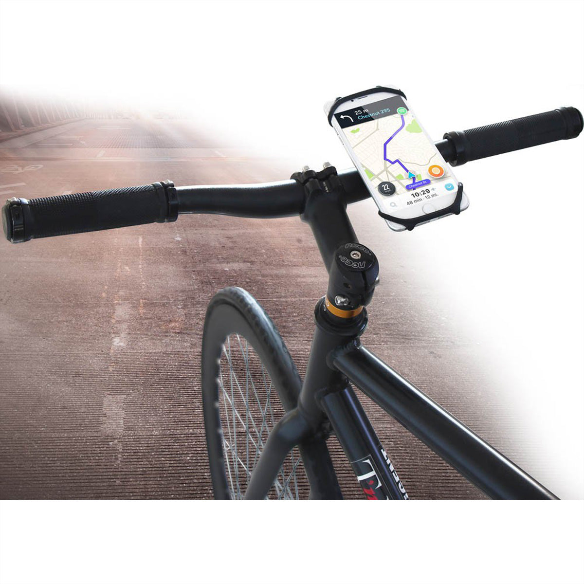 T'nB Fahrradhalterung, Lenkerbefestigung Ø 28 mm – für Smartphones bis 5,5" – Schwarz, Silikon