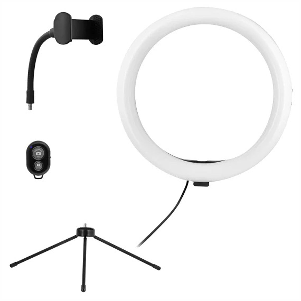 T'nB Influence LED-Ring 10" – 128 LEDs, 6000 K – mit Stativ, USB, Bluetooth-Fernbedienung – für Smartphones