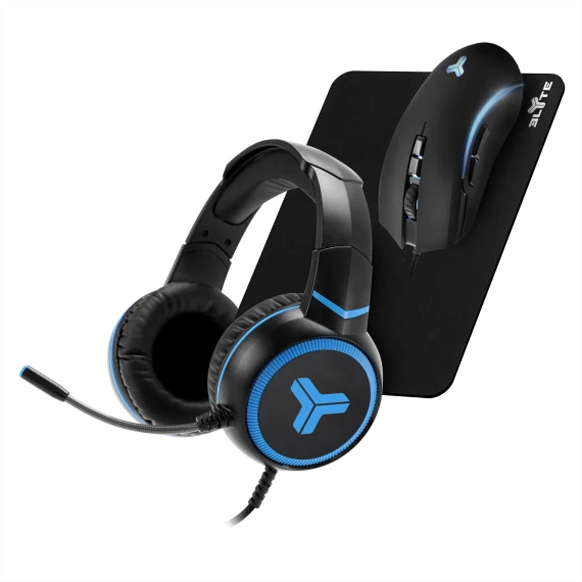 T'nB ELYTE Gamer Starterpack 3-in-1 – Gaming-Maus – 3200 DPI, Schwarz, Blau