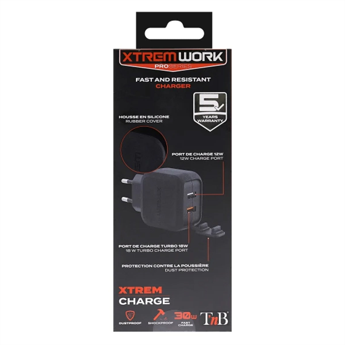 T'nB Xtremework USB-Ladegerät 30 W – USB-A×2 – QC 3.0 – Rosa