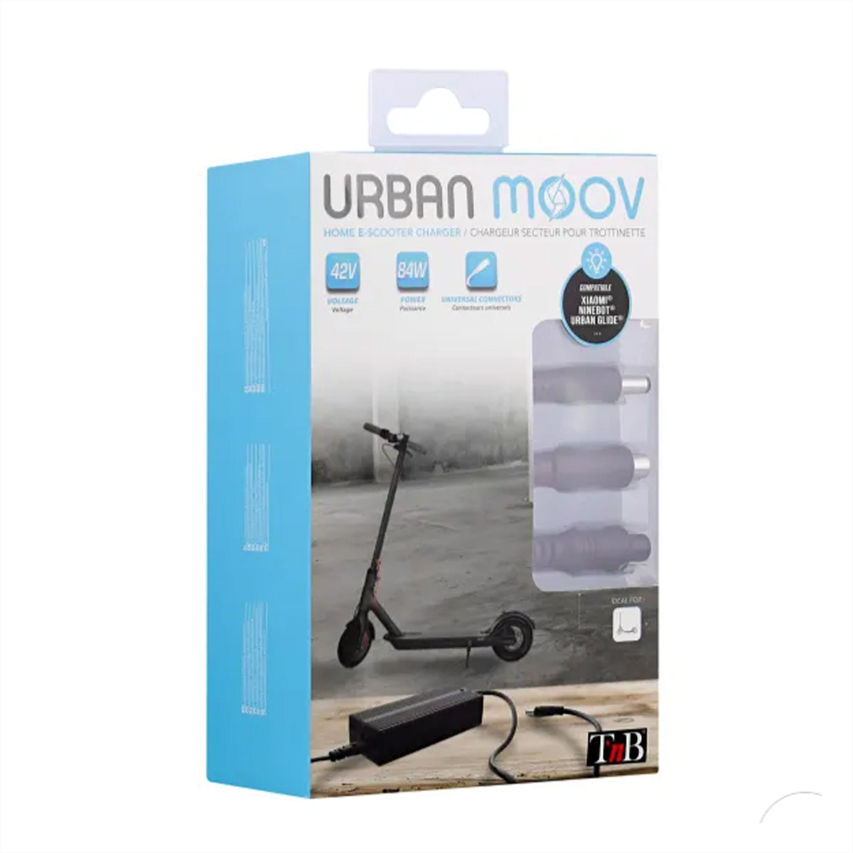 T'nB Urban Move 84 W Akkuladegerät – für Xiaomi M365, Segway ES2, Urban Glide 80XL und andere – schwarz