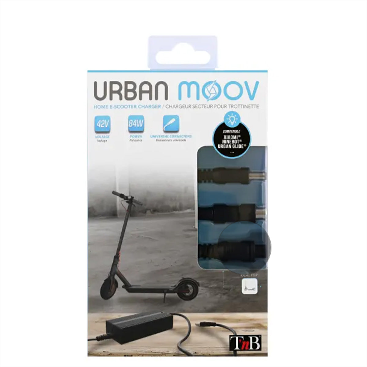 T'nB Urban Move 84 W Akkuladegerät – für Xiaomi M365, Segway ES2, Urban Glide 80XL und andere – schwarz
