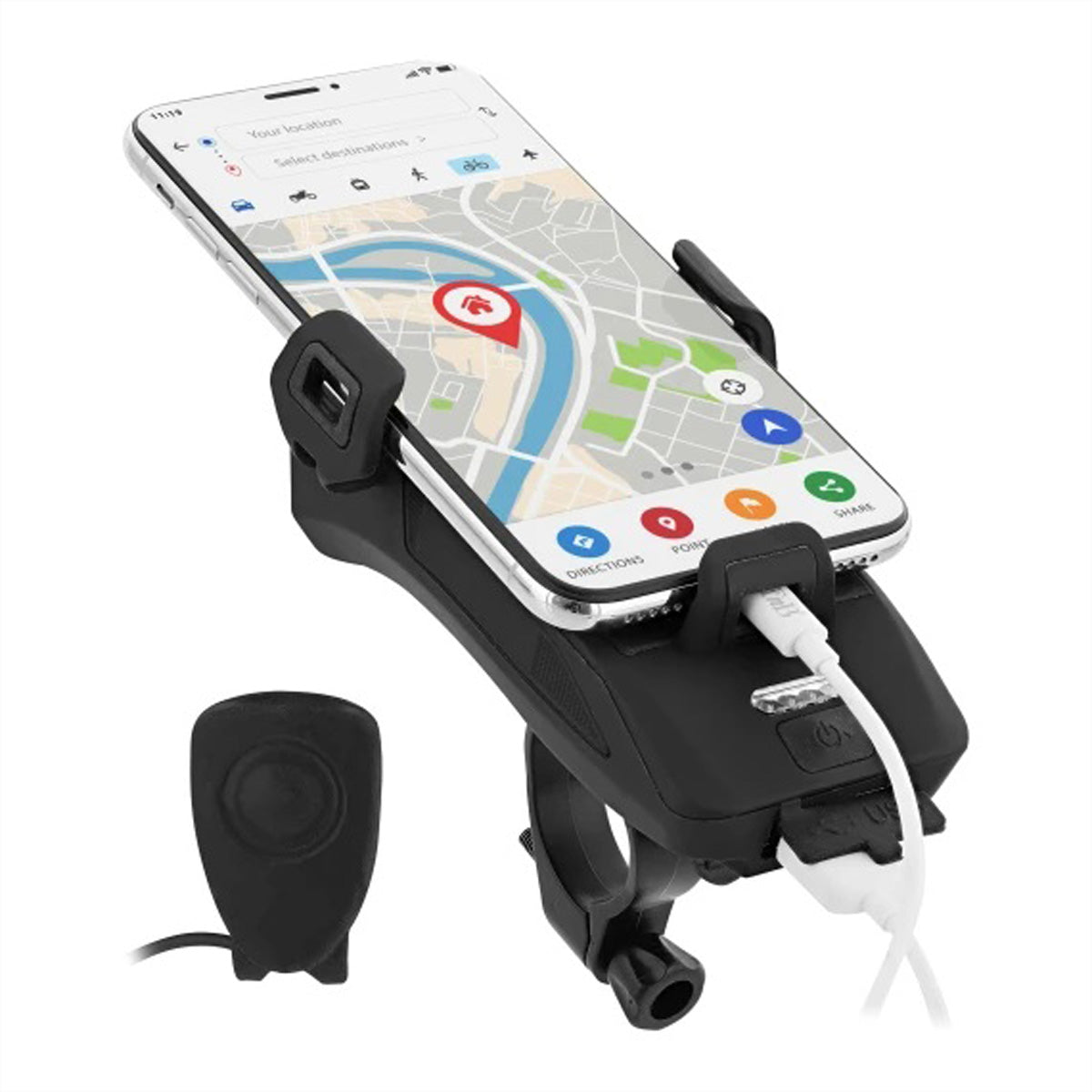 T'nB Urban Moov – Fahrrad-/Motorrad-Halterung mit 4000 mAh Akku – für Smartphones bis 6,3" – Schwarz