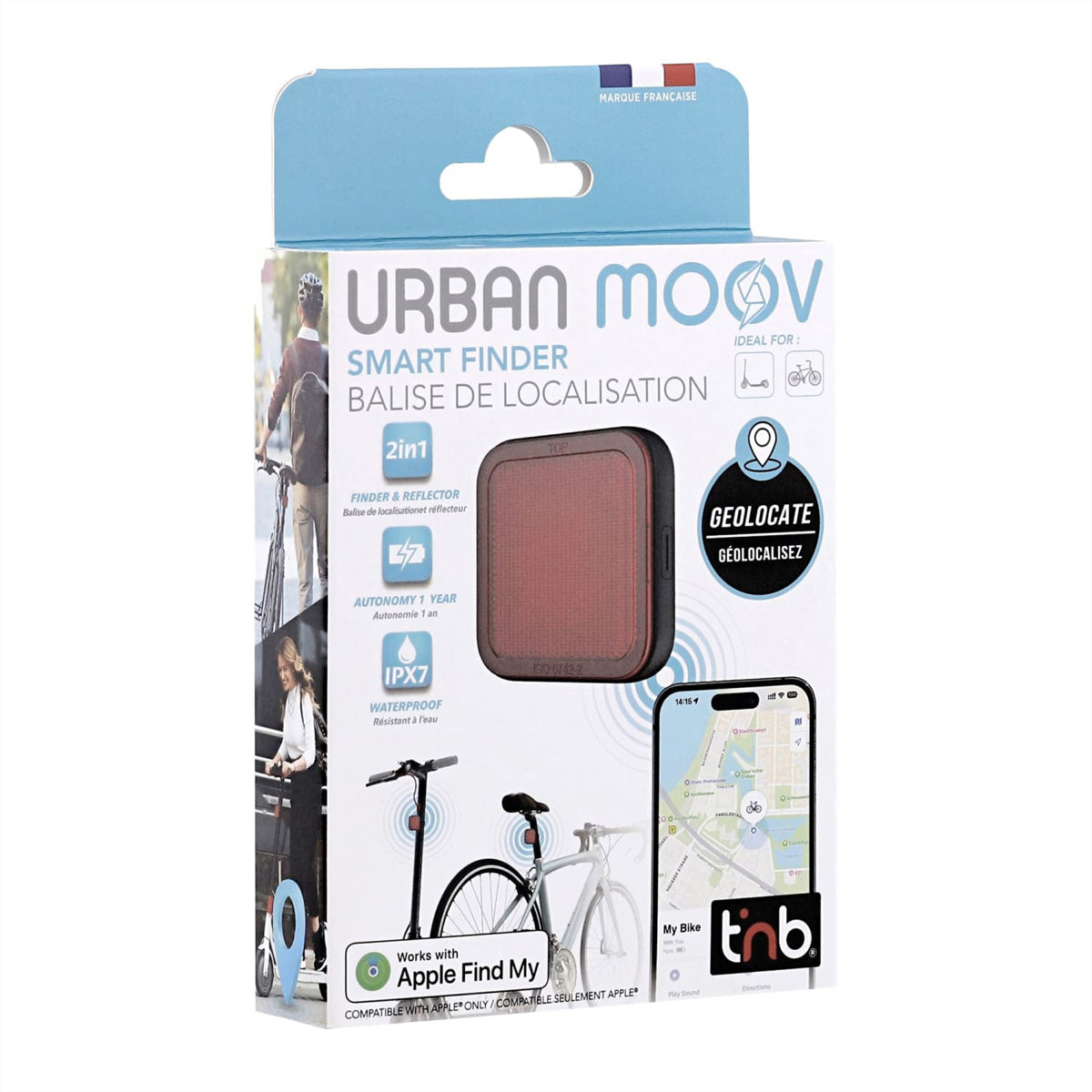T'nB My Finder – Bluetooth-Tracker – für Apple Wo ist? – CR2032 (inkl.) – Schwarz/Rot