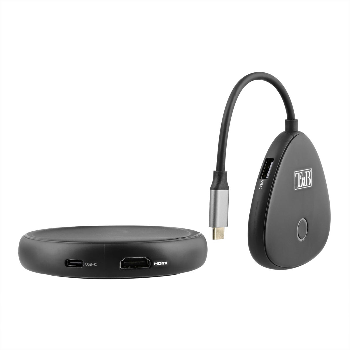 T'nB Wireless HDMI Extender-Set, Wireless, 1× HDMI Ein-/Ausgang, 4K@30 Hz, 20 m, USB-C Sender & Empfänger, Schwarz