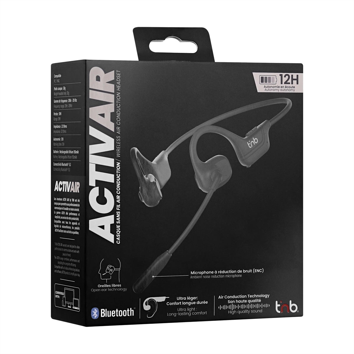 T'nb ACTIVAIR Office-Headset – On-Ear, USB-C, Schwarz