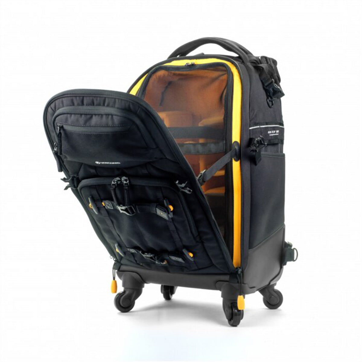 Vanguard Alta Fly 58T Trolley-Rucksack – für 1–2 Pro-DSLRs, 4–6 Objektive – 14″ Laptop-Fach – Schwarz