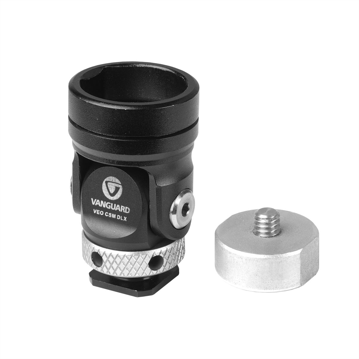 Vanguard VEO CSM DLX Kaltschuhhalterung – CNC Aluminium, 1/4" Gewinde, verstellbar ±90° – für Blitzschuhe