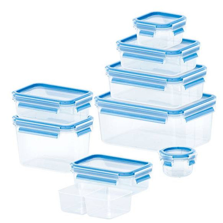 EMSA Vorratsdose 6,2 l, 8-teilig, Polypropylen (PP), transparent/blau