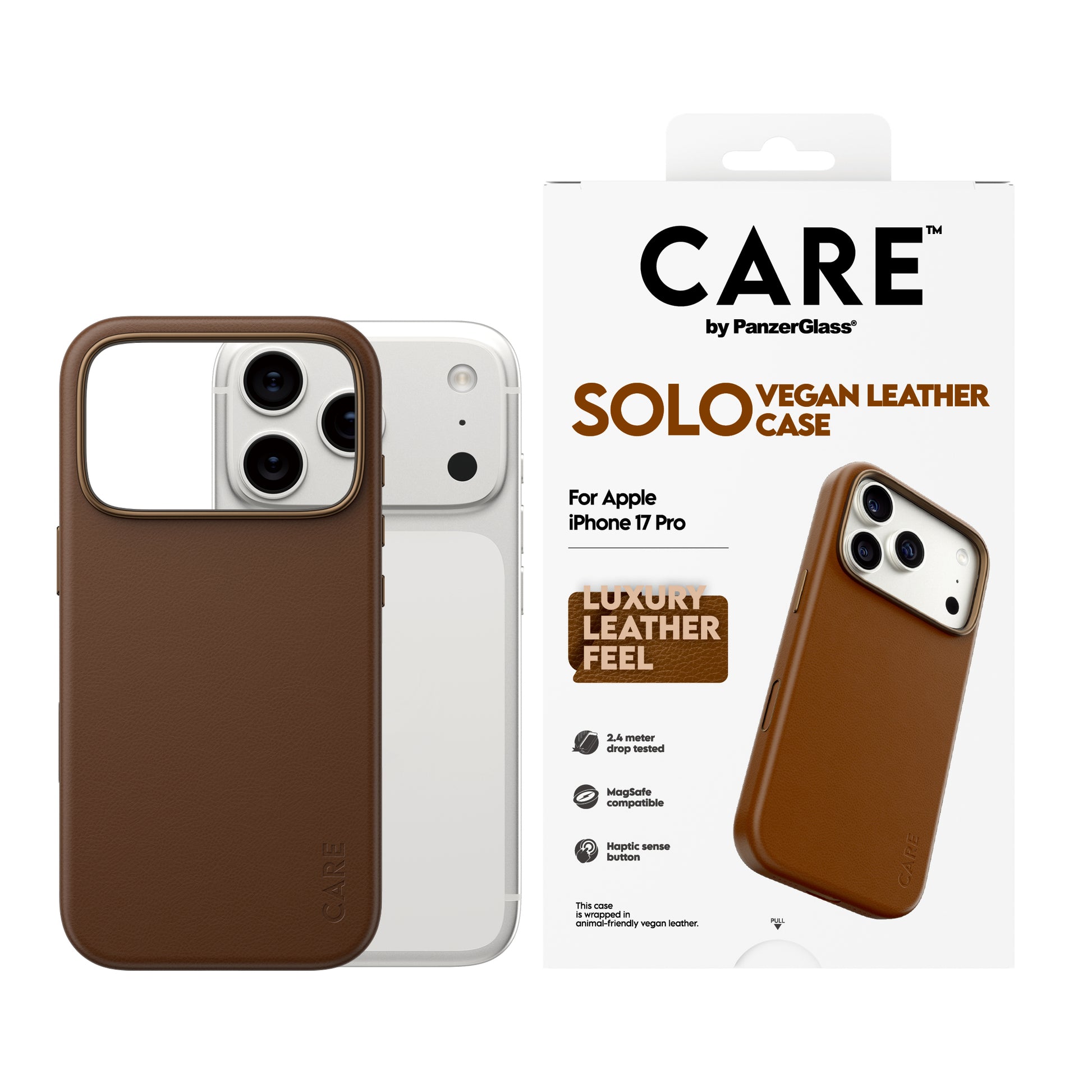 PanzerGlass CARE Solo Backcover – für Apple iPhone 17 Pro, PC, Braun