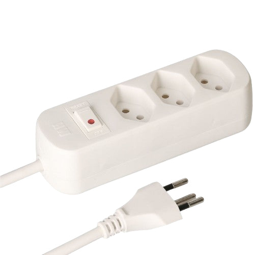Max Hauri AG Max Hauri Basic Line Steckdosenleiste, 3×T13, mit Schalter, 1,5 m, Eingang T12, IP20 – weiss