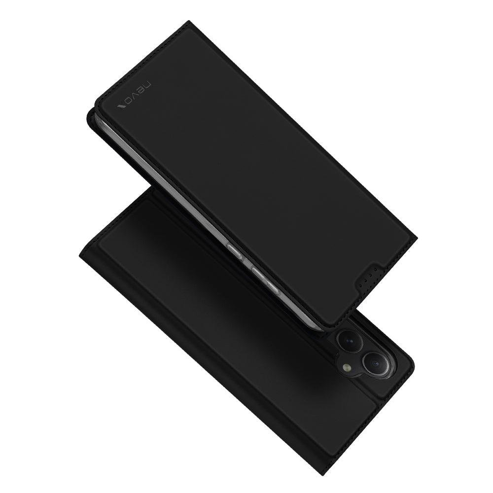 Nevox Vario Folio – für Samsung Galaxy S25+, mit Ständer, mit Kartenfach, PU+TPU, schwarz