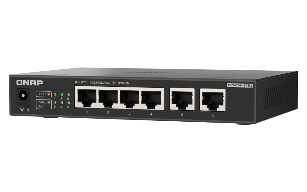QNAP QSW-2104-2T-R2 – Switch – 4×2.5G, 2×10G RJ45