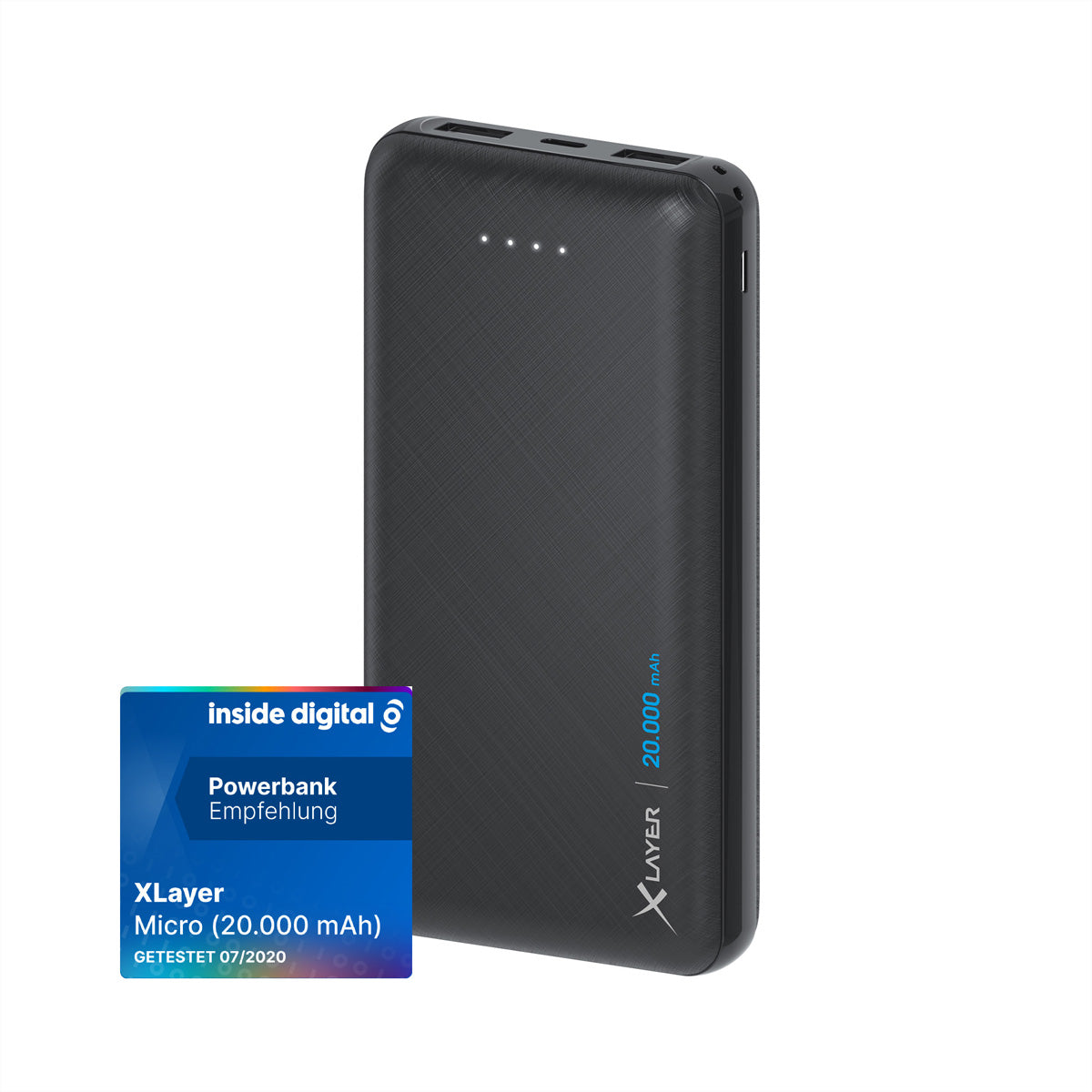 Xlayer Powerbank 20'000 mAh – 2× USB-A, schwarz