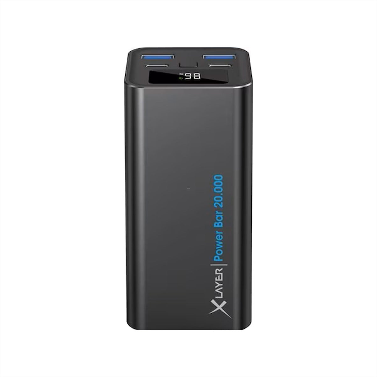Xlayer Powerbank 20'000 mAh – 65 W PD, 2× USB-C, 2× USB-A, schwarz