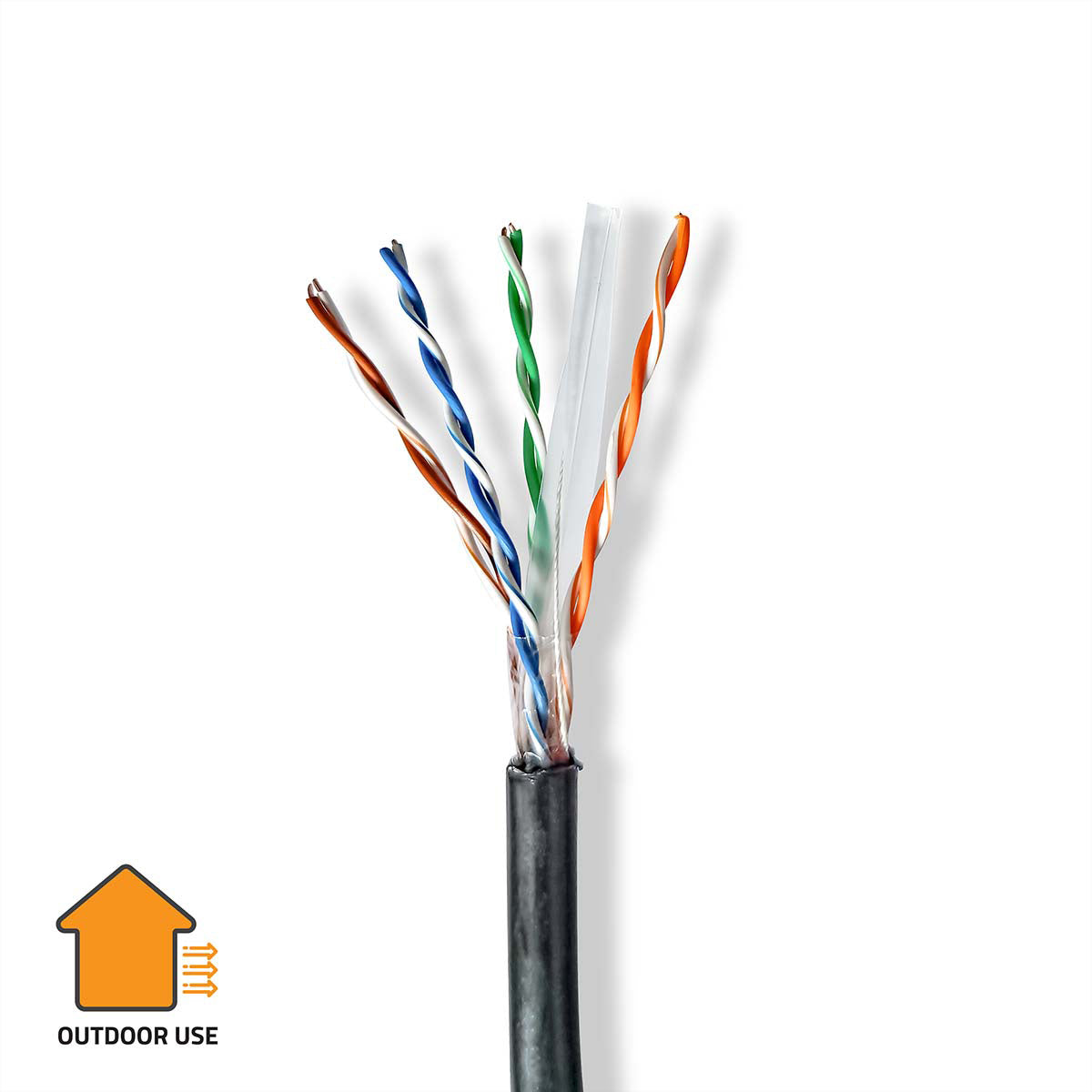 Nedis Cat6 Aussenkabel – U/UTP, Massivdraht, 300 m, Schwarz, PE, 5,5 mm