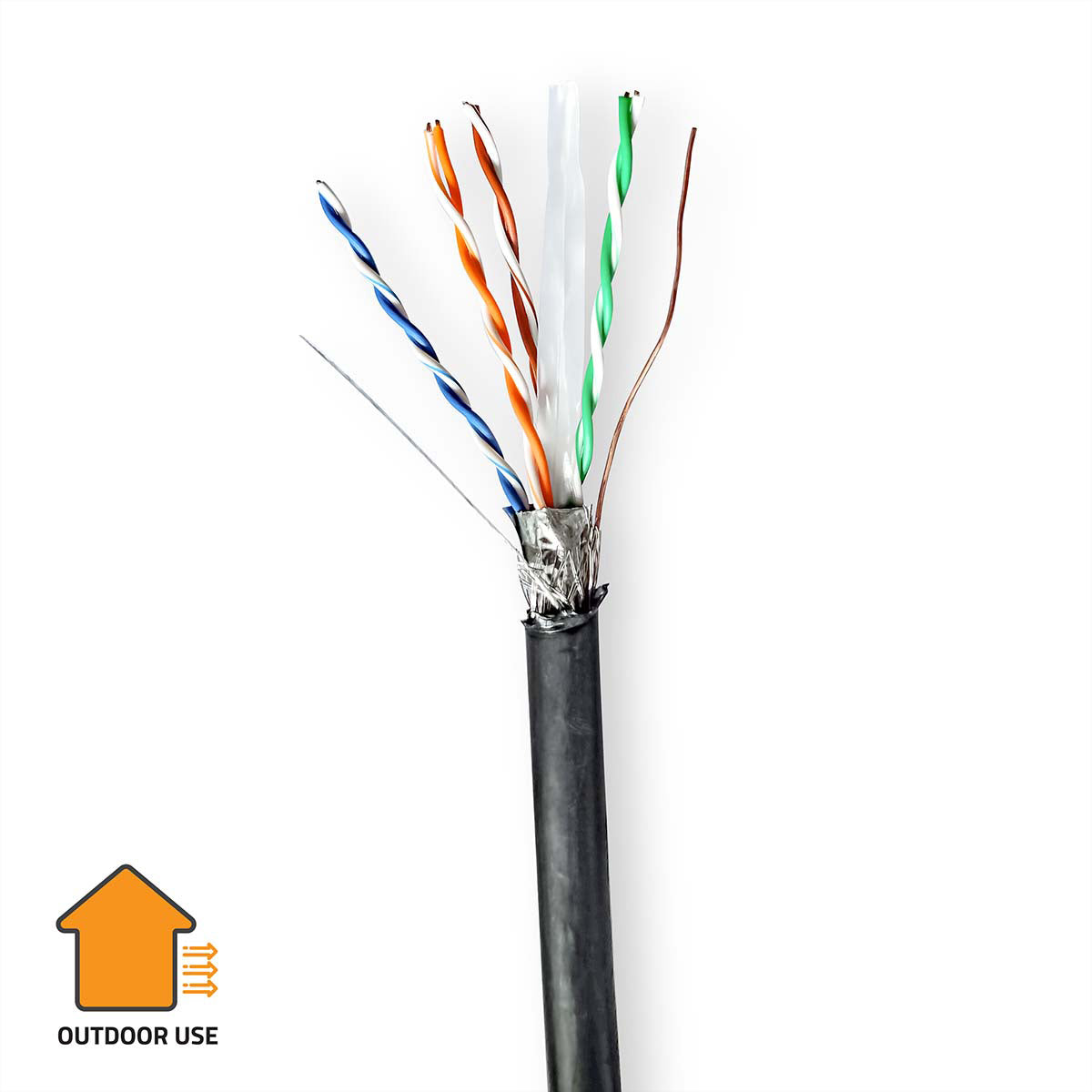 Nedis Cat.6 Installationskabel – S/FTP, Massivleiter, 300 m Pull-Box, Schwarz, Outdoor