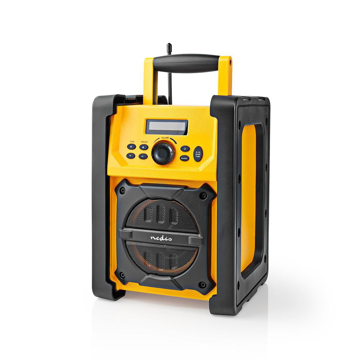 Nedis Baustellenradio FM, Bluetooth, AUX, IPX5 – Schwarz/Gelb