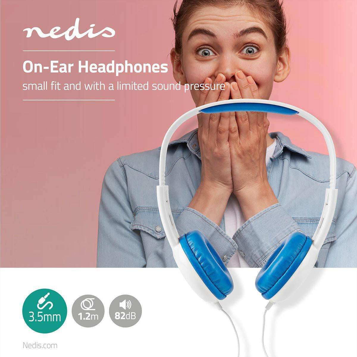 Nedis On-Ear-Kopfhörer – Stereo, Kabel, 3,5 mm Klinke, Blau