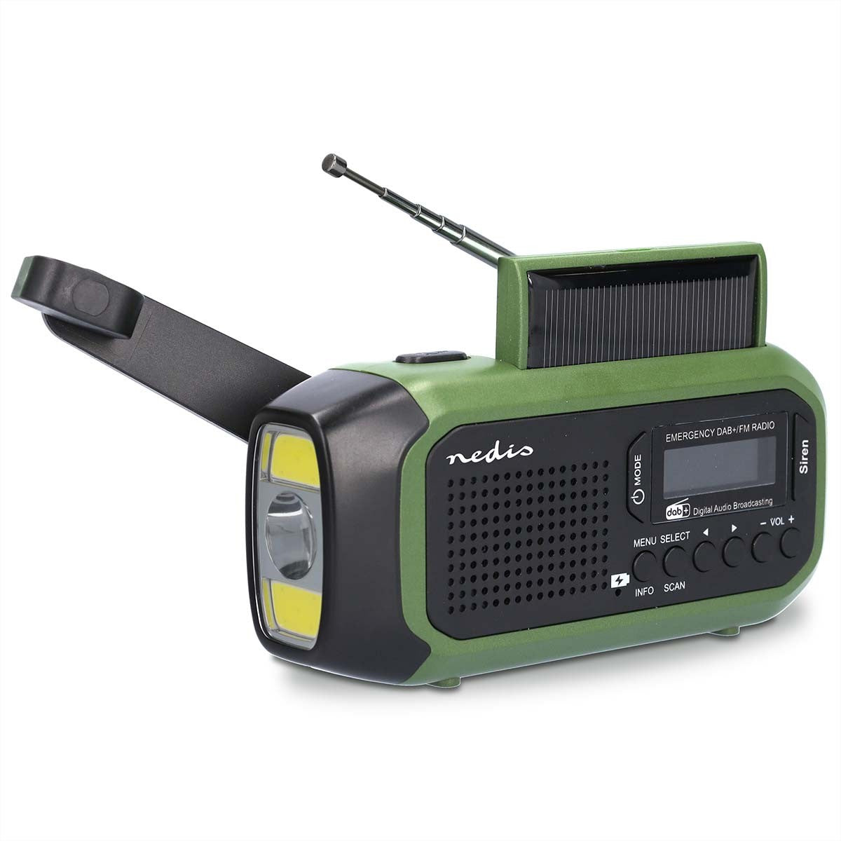 Nedis Notfallradio – Tragbares DAB+ Radio, UKW, 15 h Akku – Grün/Schwarz