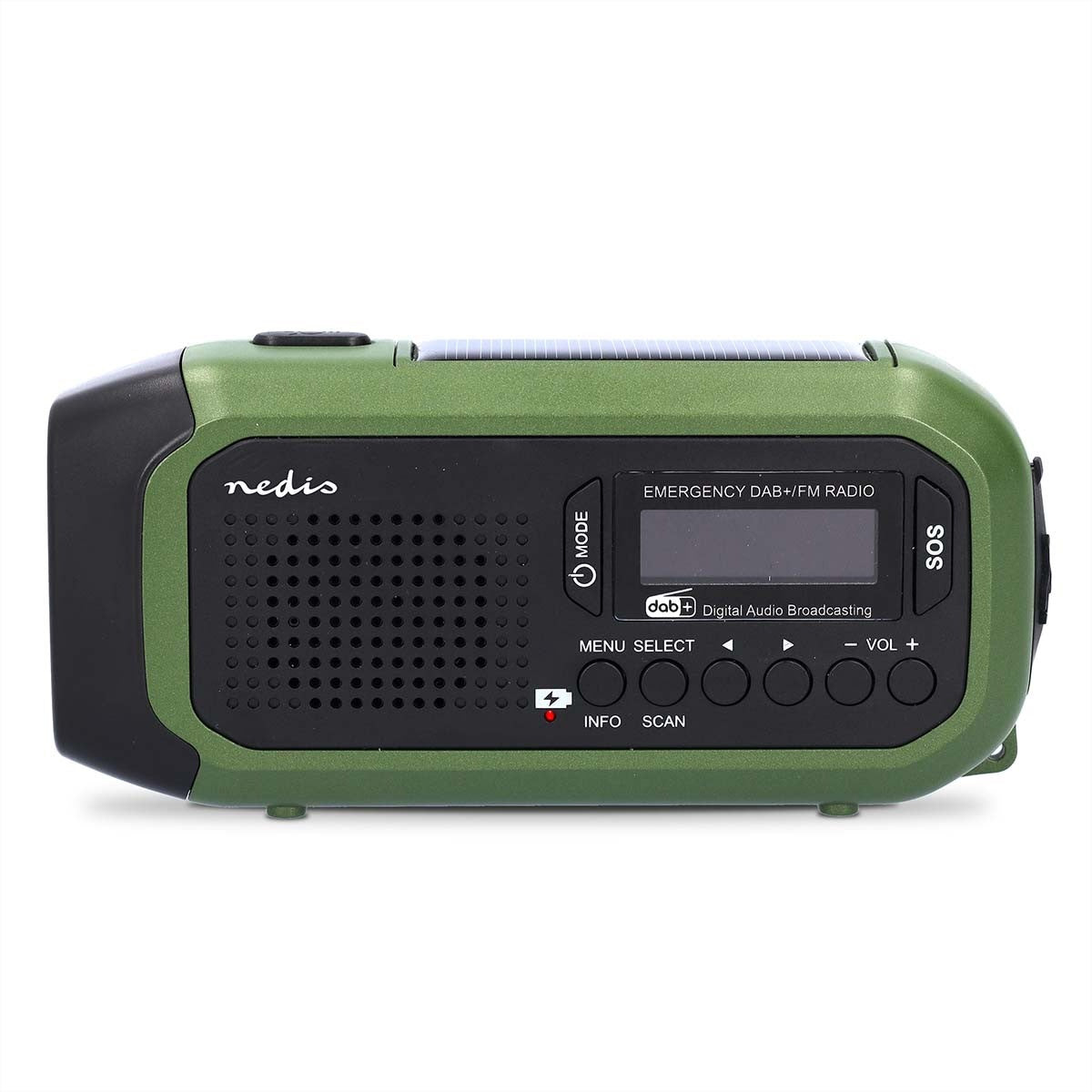 Nedis Notfallradio – Tragbares DAB+ Radio, UKW, 15 h Akku – Grün/Schwarz