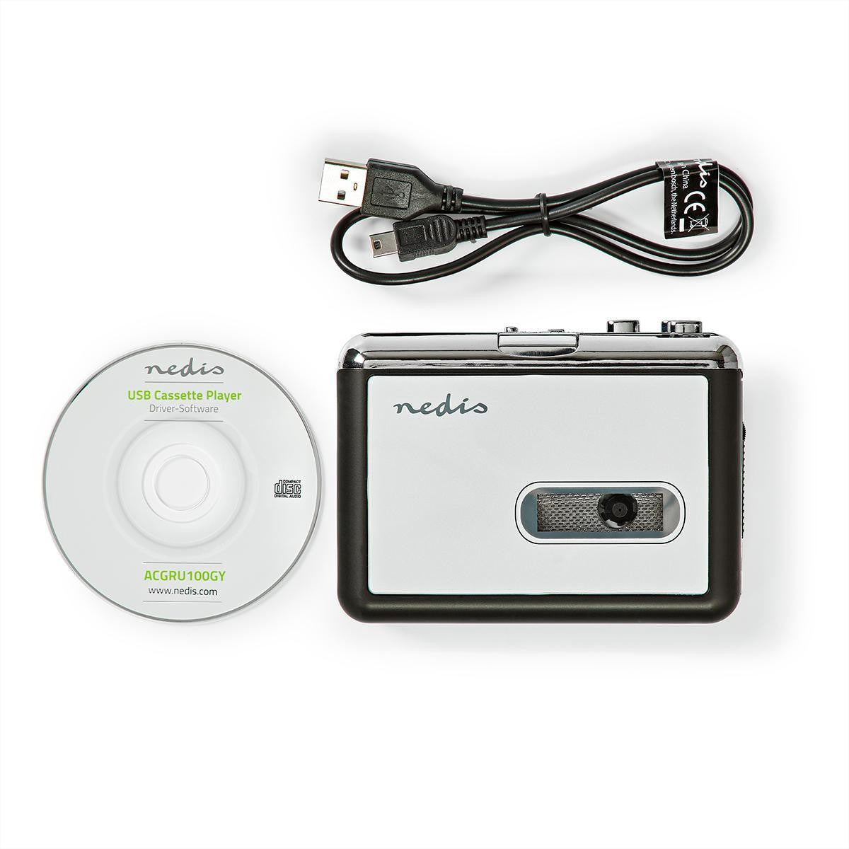 Nedis Kassetten-Adapter – Kassetten-Digitalisierer, Micro-USB, 3,5 mm – Grau