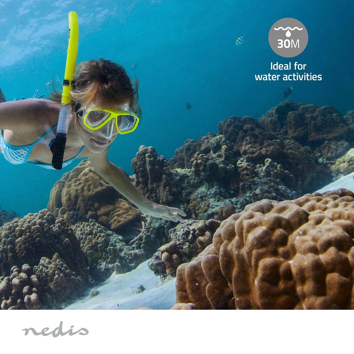 Nedis Action Cam – Unterwasserkamera, wasserdicht bis 30 m, 12 MP, 4K, schwarz