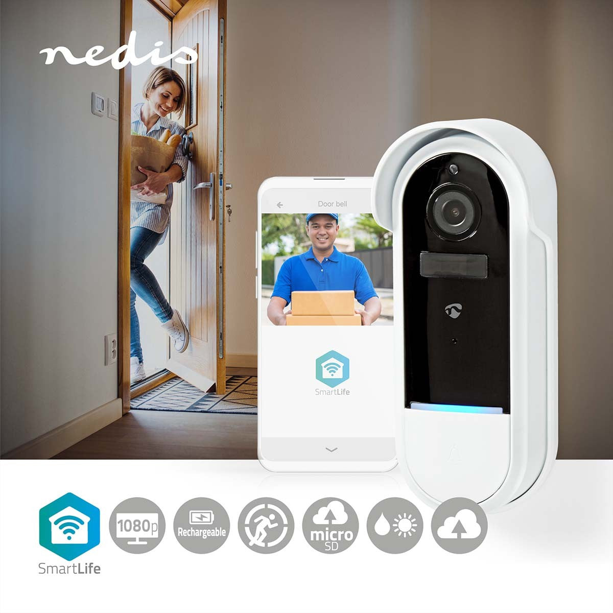 Nedis Smart-Türgong – Full HD (1080p), WLAN, Nachtsicht – für Nedis SmartLife