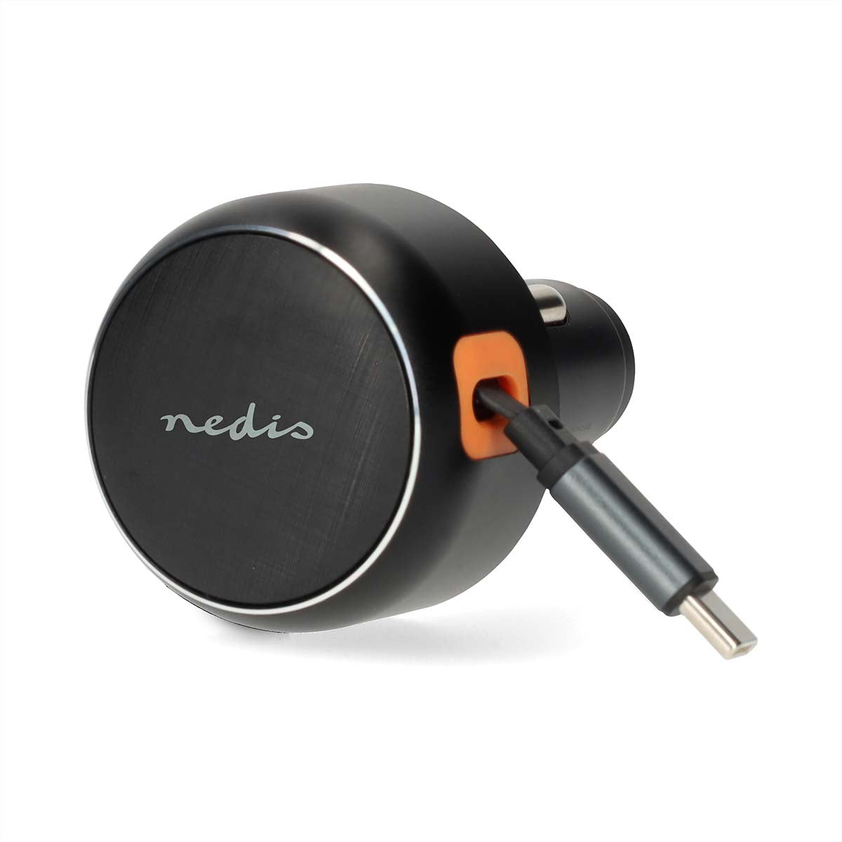 Nedis Auto-Ladegerät 30 W – USB-C×1 (aufrollbar 0,70 m), PD, PPS – für 12–24 V Zigarettenanzünder – grau