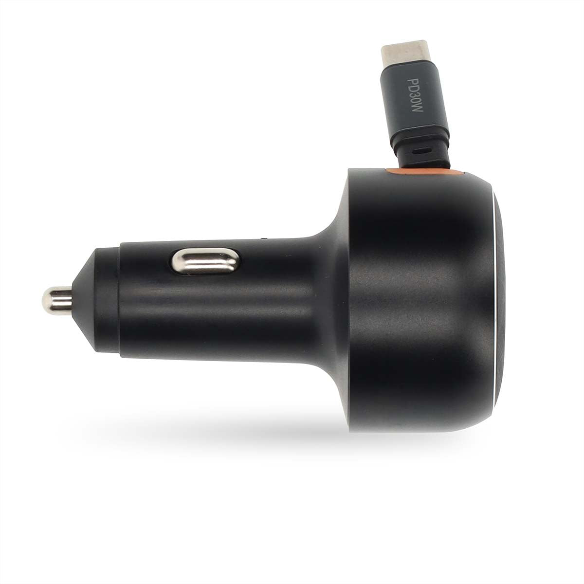 Nedis Auto-Ladegerät 30 W – USB-C×1 (aufrollbar 0,70 m), PD, PPS – für 12–24 V Zigarettenanzünder – grau