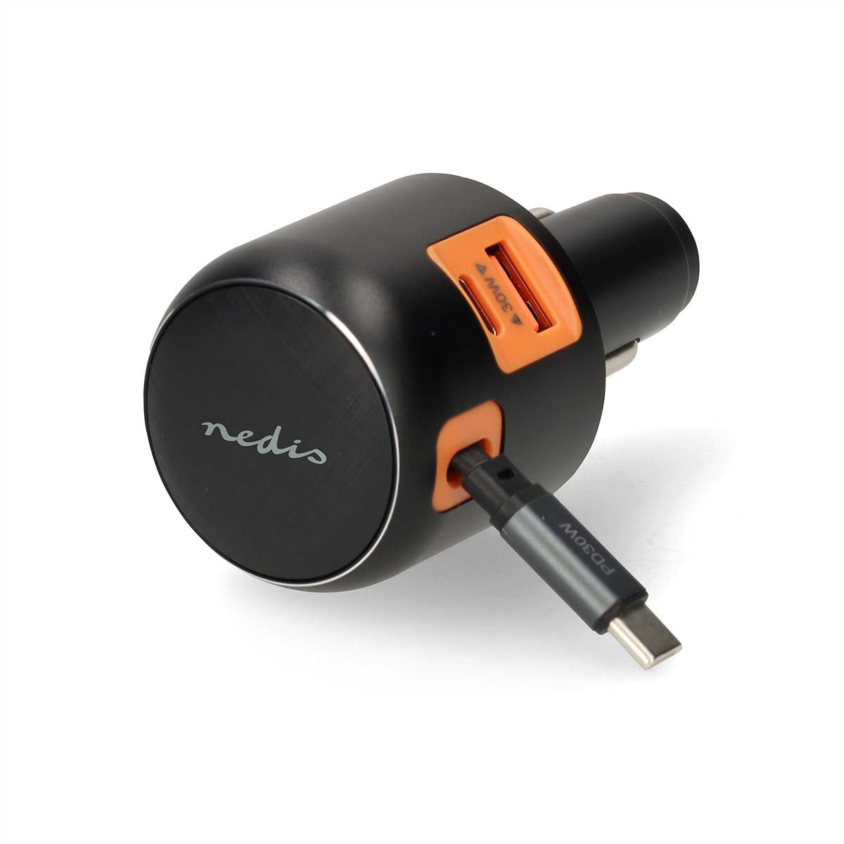 Nedis Auto-Ladegerät 60 W – USB-C×1, USB-A×1, mit USB-C-Kabel 0,7 m – PD 3.0/PPS – für 12–24 V Fahrzeuge