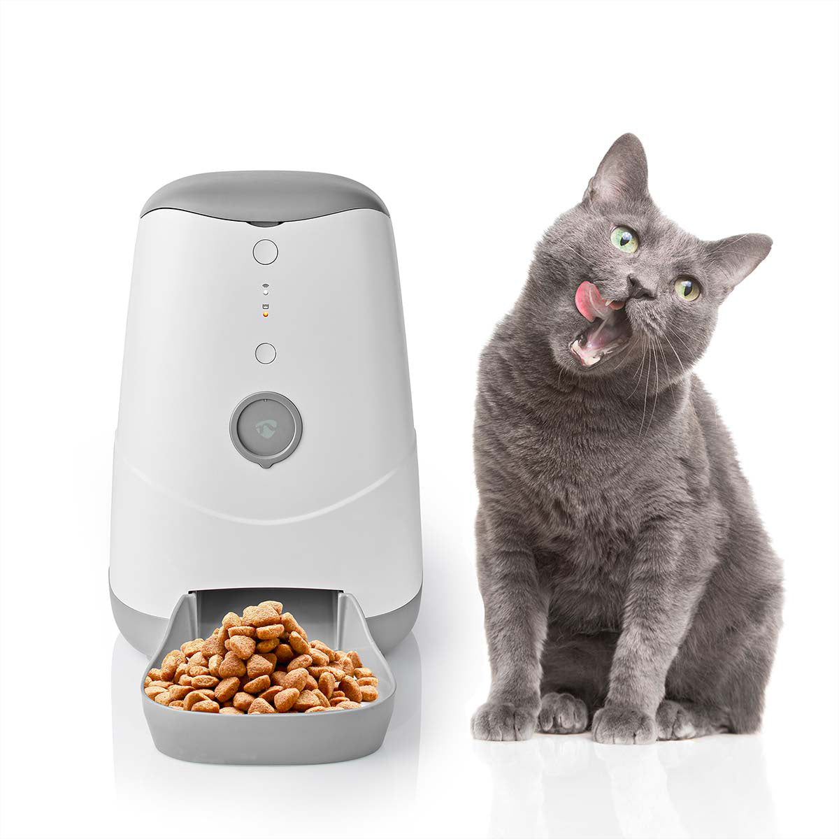 Nedis SmartLife – Zubehör – Futterspender, WLAN, 3,7 l – für Hunde und Katzen, Weiss/Grau