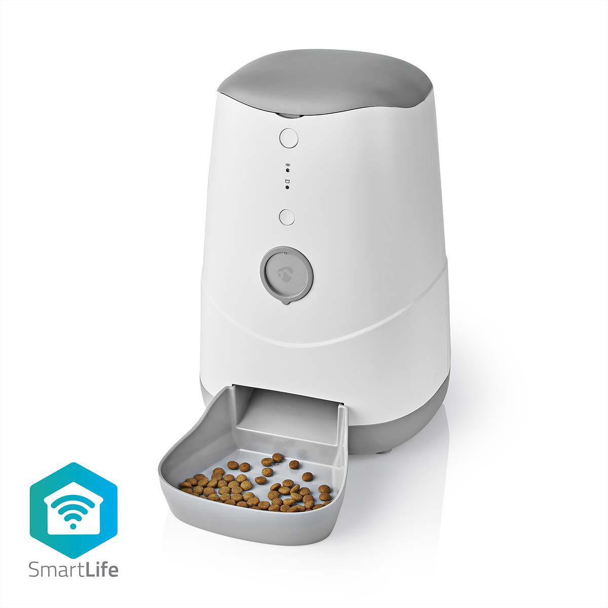 Nedis SmartLife – Zubehör – Futterspender, WLAN, 3,7 l – für Hunde und Katzen, Weiss/Grau