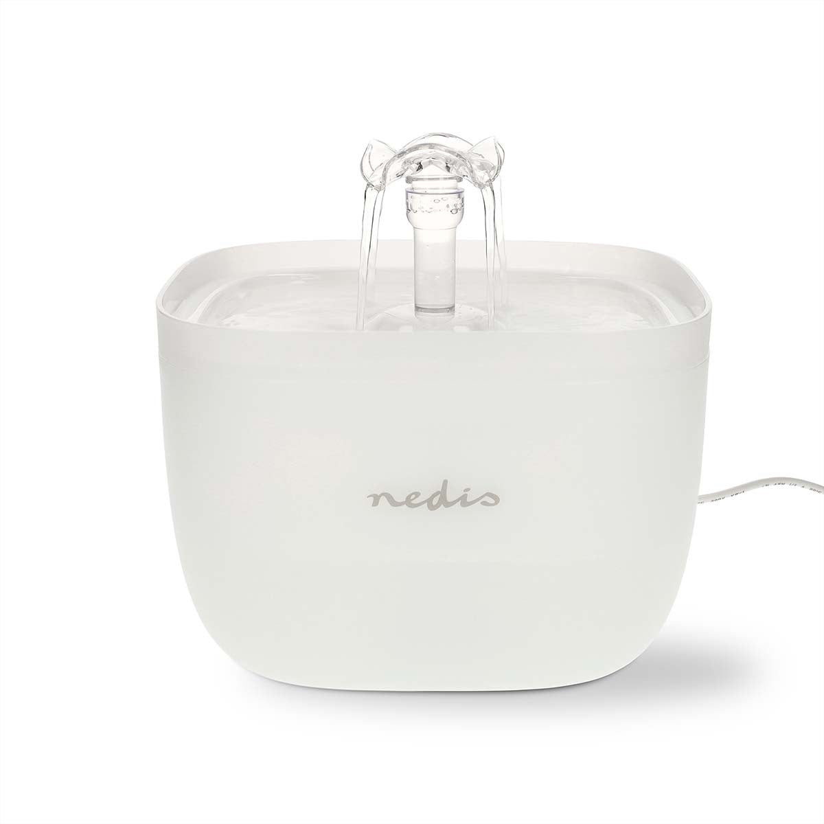 Nedis Haustier-Trinkbrunnen – 2 l, weiss, Polymer, Beleuchtung, USB-Betrieb, Anti-Rutsch-Boden
