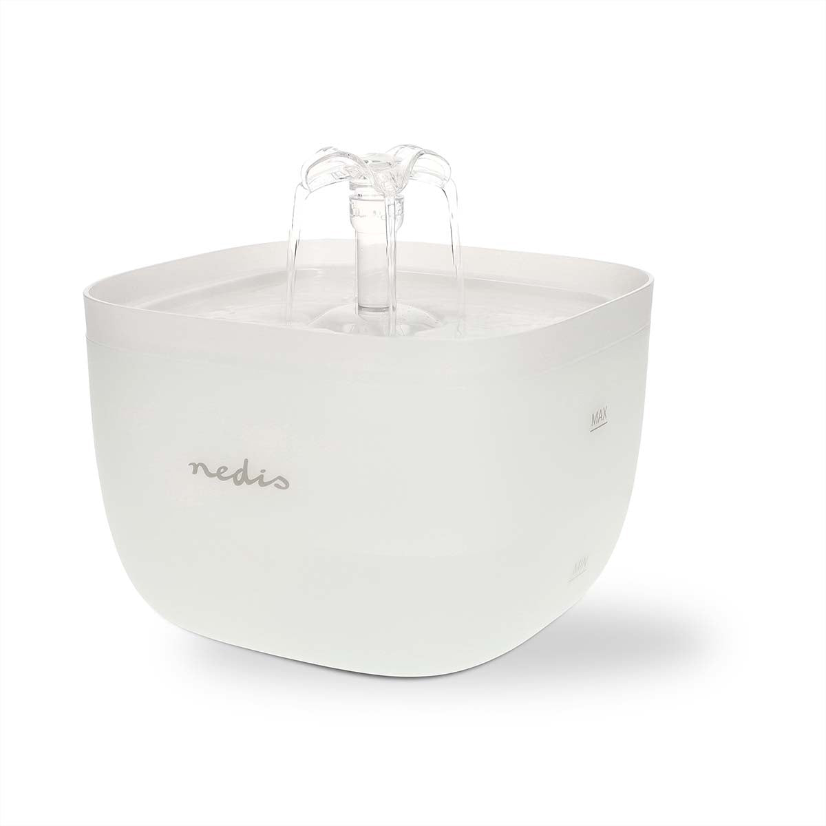 Nedis Haustier-Trinkbrunnen – 2 l, weiss, Polymer, Beleuchtung, USB-Betrieb, Anti-Rutsch-Boden