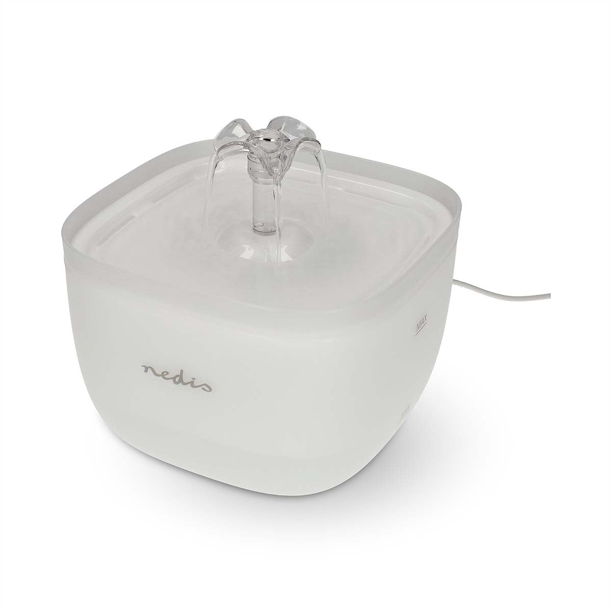 Nedis Haustier-Trinkbrunnen – 2 l, weiss, Polymer, Beleuchtung, USB-Betrieb, Anti-Rutsch-Boden