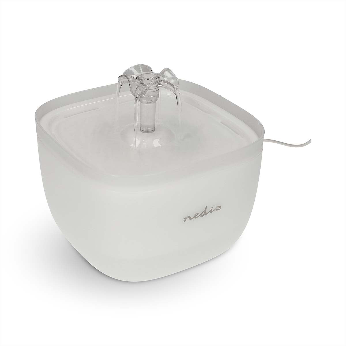 Nedis Haustier-Trinkbrunnen – 2 l, weiss, Polymer, Beleuchtung, USB-Betrieb, Anti-Rutsch-Boden