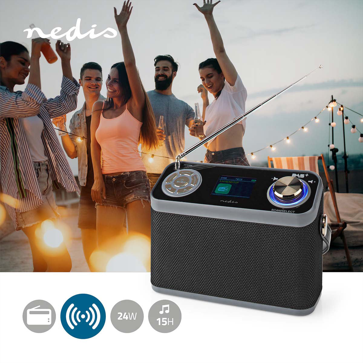 Nedis DAB+/UKW-Tischradio, Bluetooth – Schwarz