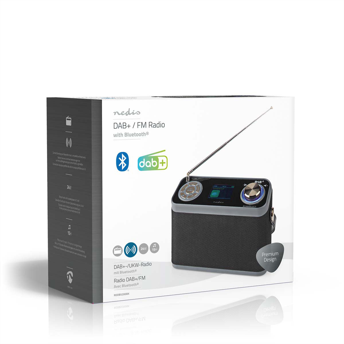 Nedis DAB+/UKW-Tischradio, Bluetooth – Schwarz
