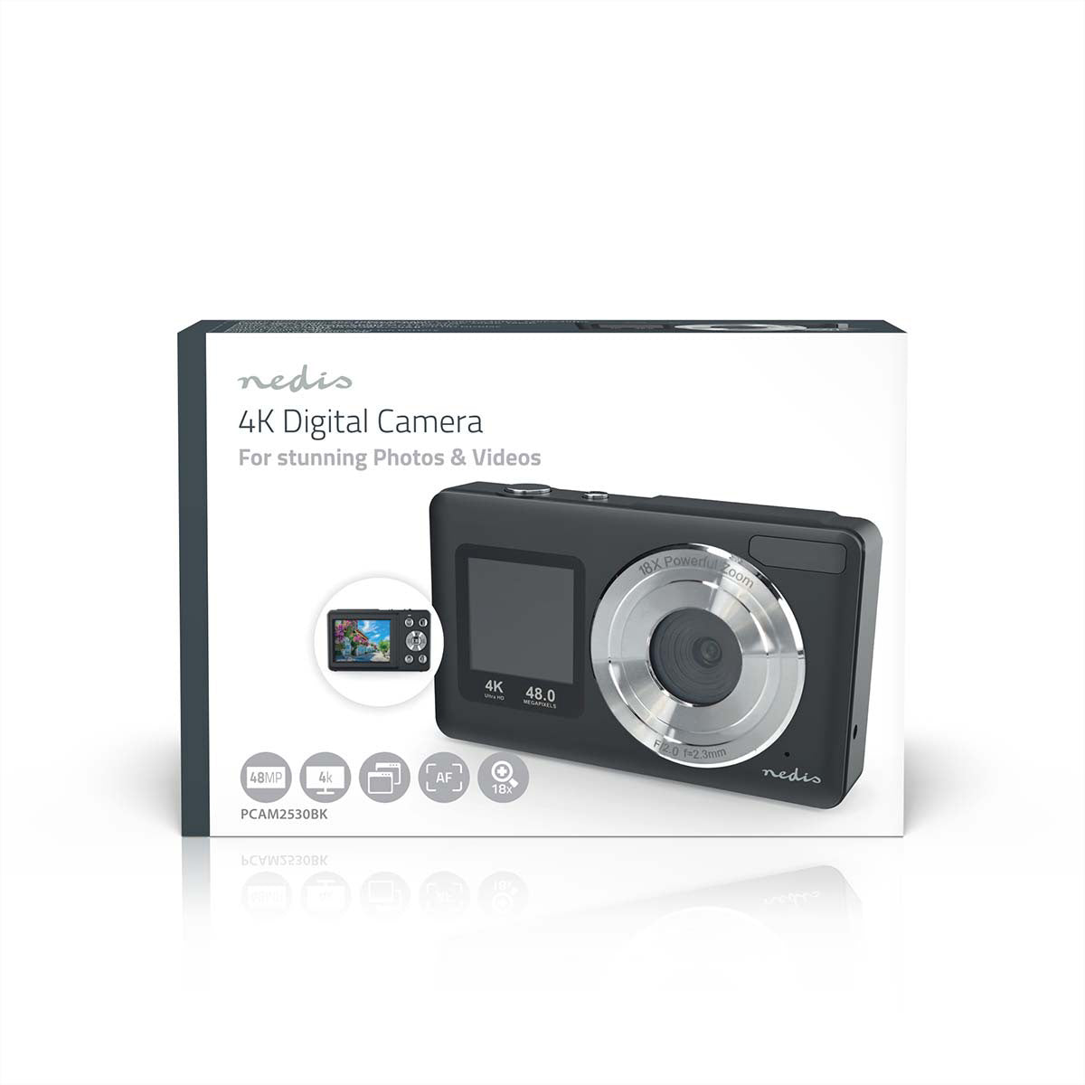 Nedis Digitale Fotokamera – 48 MP, 4K, schwarz