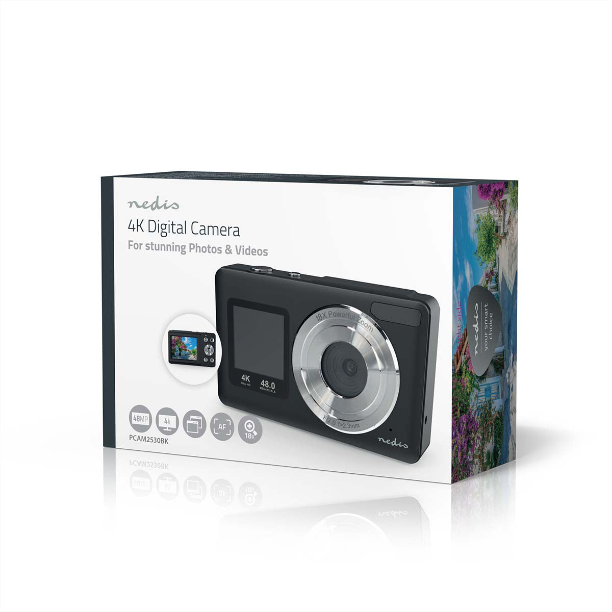 Nedis Digitale Fotokamera – 48 MP, 4K, schwarz