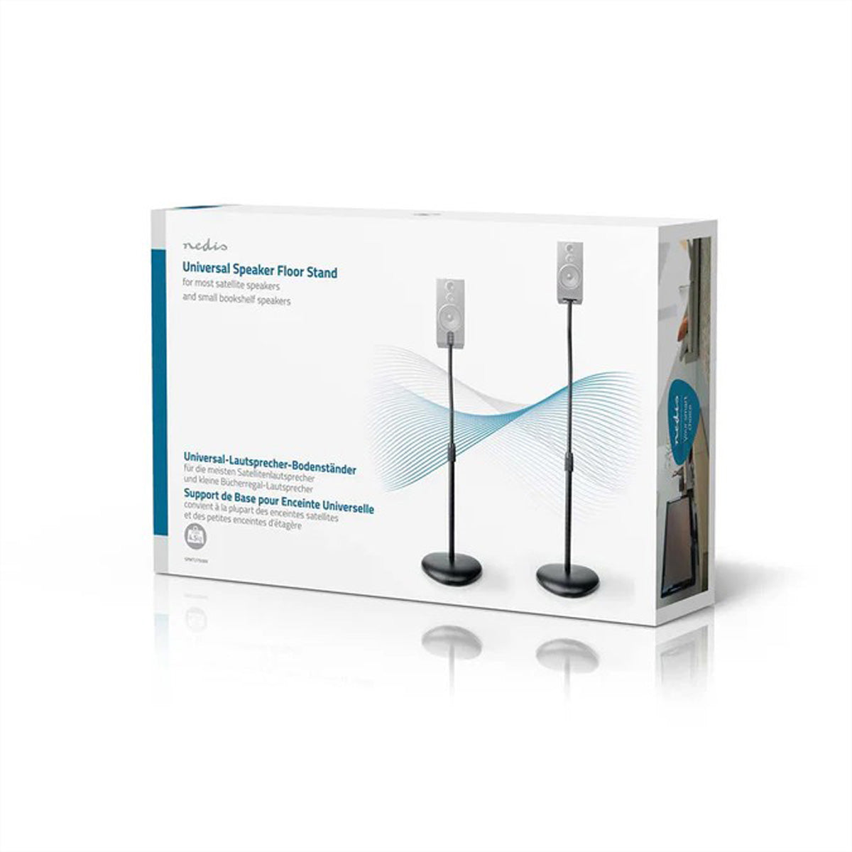 Nedis SPMT2750BK – Lautsprecherständer, 2er-Set, höhenverstellbar, 4,5 kg, für Satelliten-/Regallautsprecher