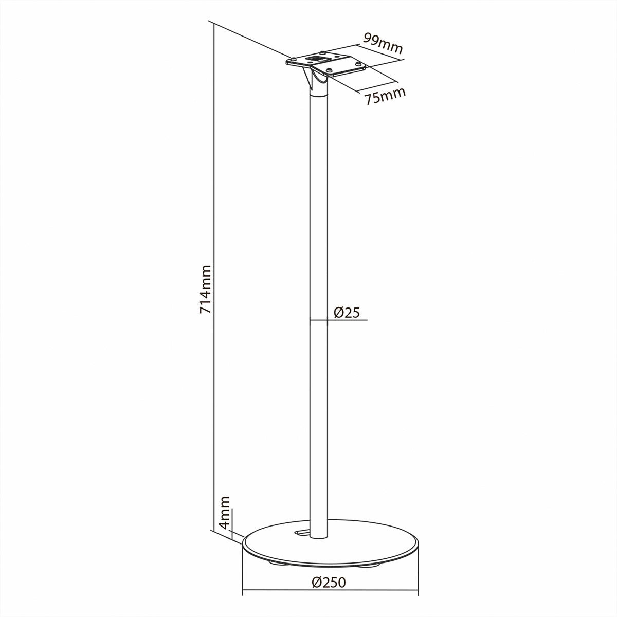 Nedis SPMT5950BK – Lautsprecher-Ständer – für Sonos Era 300 – Höhe 71,5 cm, 5 kg, Kabelmanagement – Schwarz